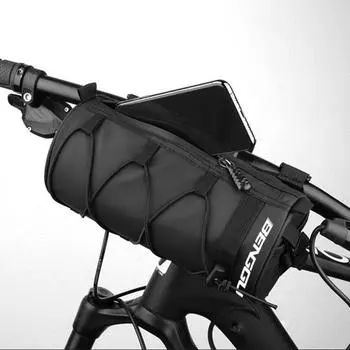 Сумка на руль велосипеда 2,5 л с застежкой-молнией, большая вместительная боковая сетчатая сумка, водонепроницаемая, простая установка, сумка для хранения руля велосипеда чёрный