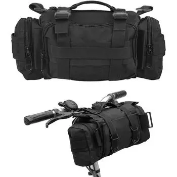 Сумка на руль велосипеда на открытом воздухе, нейлоновая Оксфордская сумка 600D, универсальная поясная сумка, водостойкая сумка для езды на велосипеде (черный) чёрный