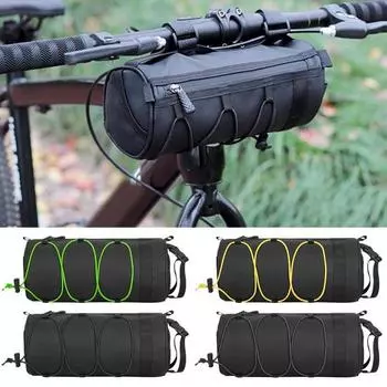 Сумка на руль велосипеда с плечевым ремнем, застежка-молния, застежка-лента, передняя сумка для велосипеда, сумка из искусственной кожи для горного и шоссейного велосипеда, аксессуары для велосипеда чёрный
