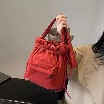 Сумка на шнурке для поездок на работу, модная нейлоновая сумка, переносная сумка через плечо, для отдыха на природе чёрный