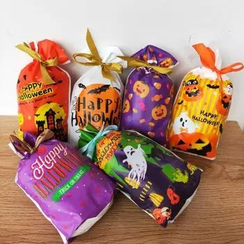 Сумка на шнурке с лентой для Хэллоуина, подарочная сумка для конфет на шнурке, сумка для упаковки пищевых продуктов, 52 шт. в упаковке