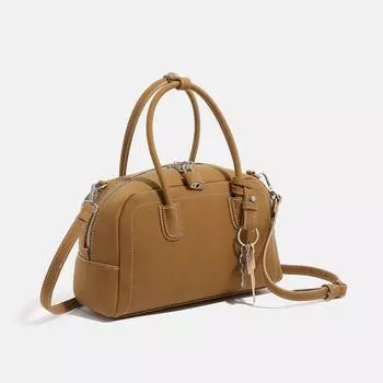 Сумка на весну и лето, женская ретро-сумка небольшого размера, сумка для боулинга через плечо коричневый