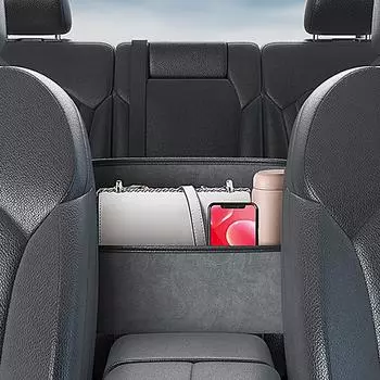 Сумка на заднее сиденье автомобиля, сумка на заднее сиденье автомобиля, большая вместимость, регулируемая сумка на заднее сиденье пассажира, крепится боковыми ремнями для коричневый