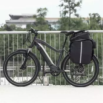 Сумка на заднее сиденье для электронного велосипеда, сумка для аккумуляторной батареи для электрического велосипеда, расширяемая сумка для велосипедной стойки большой емкости, сумка для сидений чёрный