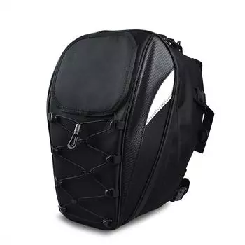 Сумка на заднюю часть мотоцикла, большая вместимость, рюкзак для мотоциклетного шлема объемом 38 л, расширяемые багажные сумки с водонепроницаемым дождевым чехлом one size чёрный