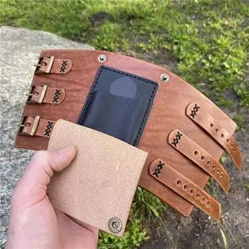 Сумка на запястье из искусственной кожи с регулируемой пряжкой, многоцелевая сумка на руку для кемпинга, пешего туризма, охоты, держатель для карт кофейный