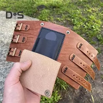 Сумка на запястье из искусственной кожи с регулируемой пряжкой, многоцелевая сумка на руку для кемпинга, пешего туризма, охоты, держатель для карт кофейный