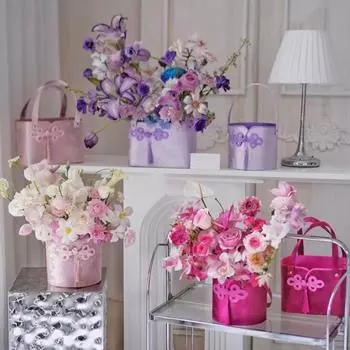 Сумка на запястье с цветочными кисточками, большая вместимость, подарочная коробка для подружек невесты, свадьба s горячий розовый