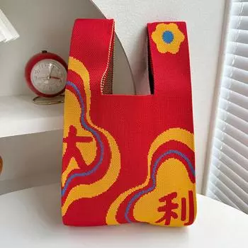 Сумка на запястье с плетеным узлом в китайском стиле, простая сумка для покупок, женская сумка, новые сумки, подарок на год, новые сумки T2K0 Red(B)-One size