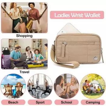 Сумка на запястье с застежкой-молнией, кошелек на запястье, портативный водонепроницаемый, с несколькими отделениями, картами, ключами, сумка для хранения мобильного телефона, для поездок на работу, путешествий, покупок, монет белый