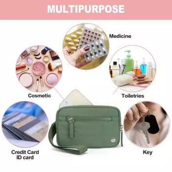 Сумка на запястье с застежкой-молнией, кошелек на запястье, портативный водонепроницаемый, с несколькими отделениями, картами, ключами, сумка для хранения мобильного телефона, для поездок на работу, путешествий, покупок, кошелек розовый