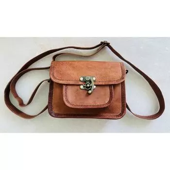 Сумка небольшого размера из натуральной кожи с замком С и полуклапаном 5 x 7 x 2 in коричневый