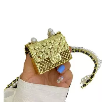Сумка Niche Design 2023, новая модная сумка с цепочкой на жемчужинах, летняя сумка премиум-класса, мини-через плечо, красная, ромб золотой