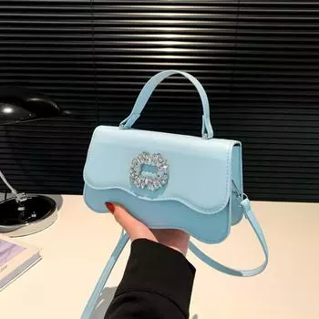 Сумка Niche Design 2024, новая женская сумка, симпатичная сумка через плечо с бриллиантами, маленькая сумка-мессенджер Fresh Wave, маленькая квадратная сумка чёрный