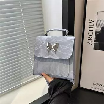 Сумка Niche Design 2024, новый рюкзак для женщин, портативный, модный, корейская версия, школьный рюкзак для путешествий и путешествий чёрный