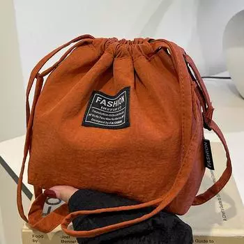 Сумка Niche Design, большая вместимость, сумка-ведро, модная универсальная сумка через плечо из нейлоновой ткани оранжевый