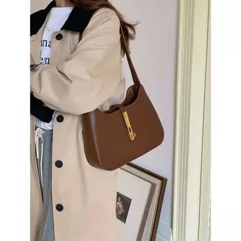 Сумка Niche Design для женщин с высококачественной ручной сумкой подмышкой Ins Универсальная модная сумка через плечо коричневый