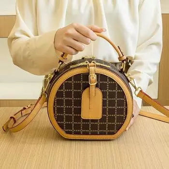 Сумка Niche Design Retro, женская сумка, универсальная круглая сумка для торта, многосекционная вместительная сумка на одно плечо, сумка через плечо