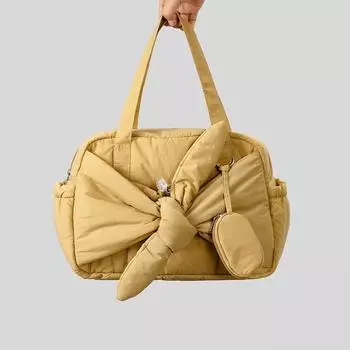 Сумка Niche Design с бантом и набивным хлопком, модная универсальная квадратная сумка, женская легкая сумка подмышкой чёрный