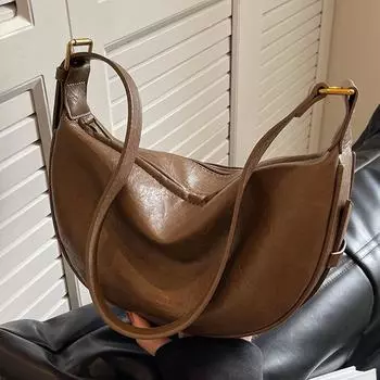 Сумка Niche Design женская большая вместимость 2024 новая осенне-зимняя универсальная сумка через плечо женская ретро-сумка-седло чёрный