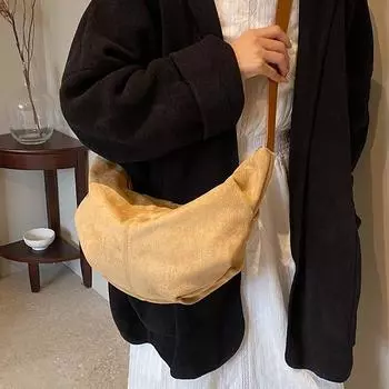 Сумка Niche Design женская большая вместительная осень и зима 2024 новая модная ретро матовая сумка через плечо сумка-мессенджер сумка-пельмень чёрный