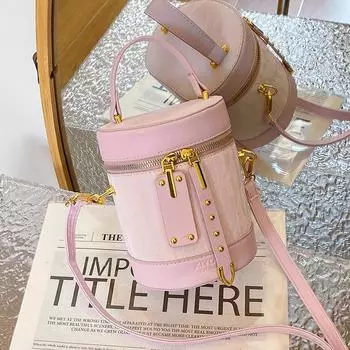 Сумка Niche Design женская летняя 2024 года, новая высококачественная цилиндрическая переносная сумка-ведро, модная универсальная сумка через плечо 14*12*17 белый