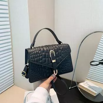 Сумка Niche Design женская летняя 2024 года, новая модная простая сумка через плечо, повседневная, для поездок на работу, портативная, маленькая квадратная сумка чёрный