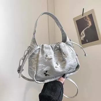 Сумка Niche Design, женская, новинка 2024 года, модная сумка через плечо с цепочкой-бабочкой, универсальная сумка-мессенджер высокого класса чёрный