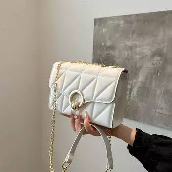 Сумка Niche Design, женская, новинка 2024 года, модная, наплечная сумка, простая сумка-мессенджер, вышитая нитью, ромбовидная цепочка белый