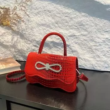 Сумка Niche Design, женская, новинка 2024 года, модная мини-сумка, универсальная сумка-мессенджер для поездок на работу, с узором под крокодила чёрный