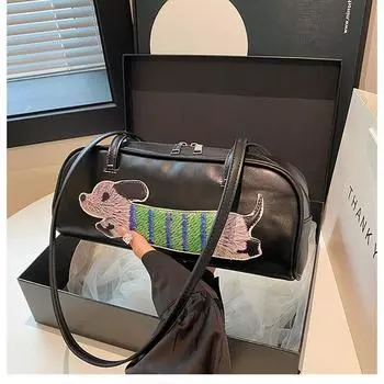 Сумка Niche Design женская осень 2024 новая модная сумка через плечо знаменитость в Интернете популярная женская сумка-багет жёлтый