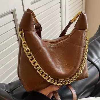 Сумка Niche Design женская осень-зима 2024 новая ретро-сумка через плечо с цепочкой роскошная ручная сумка для пельменей чёрный