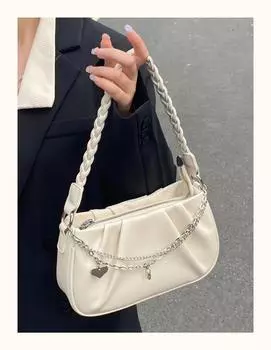 Сумка Niche Design, женская плиссированная сумка-облако, квадратная, простая и универсальная, маленькая, свежая, сумка-цепочка Love, подмышечная сумка белый