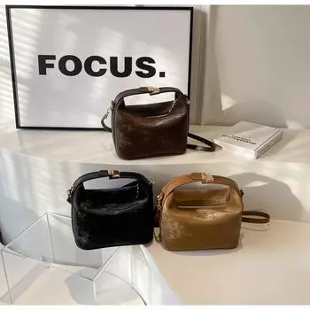 Сумка Niche Design, зимняя, женская, универсальная, сумка через плечо, переносная, сумка-ланч-бокс, сумка через плечо в стиле ретро чёрный