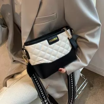 Сумка Niche Diamond Stray Bag 2024 года, новые контрастные цвета, популярная сумка-мессенджер с широким плечевым ремнем, модная и простая сумка через плечо чёрный