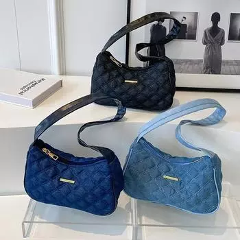 Сумка Niche для подмышек, женская, новая модная, холщовая, переносная, сумка для пельменей, высококачественная, универсальная, повседневная, через плечо, с бриллиантами чёрный