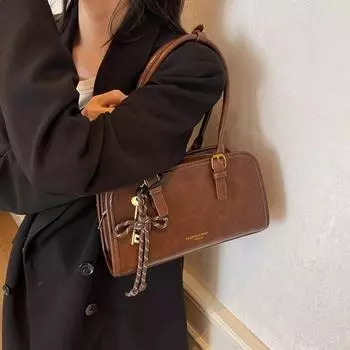 Сумка Niche Retro для женщин 2024 года, новая модная фактурная сумка для поездок на работу, повседневная универсальная сумка-подушка 26*10*15