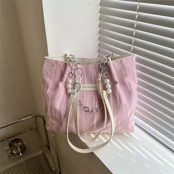 Сумка Niche temperament, весна 2024, новая вместительная сумка через плечо под мышкой, модная сумка-тоут с жемчужной цепочкой белый