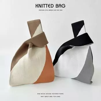 Сумка Ниша Дизайн Простой цвет Вязание Сумка на плечо Сумка Большая вместительная сумка