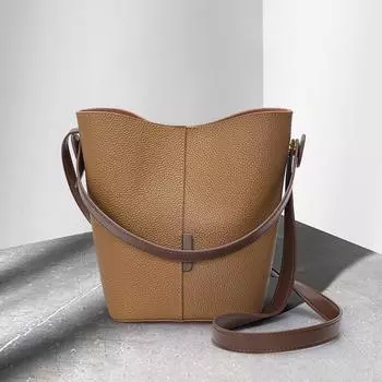 Сумка Ниша Новая женская сумка из натуральной кожи Сумка-ведро через плечо на одно плечо Летняя универсальная сумка высокого класса 14CMX14CMX20CM