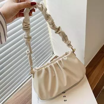 Сумка-ниша в стиле Guochao, женская, лето 2024, новая, белая, плиссированная, сумка-подмышка, универсальная, через плечо, сумка-мессенджер белый