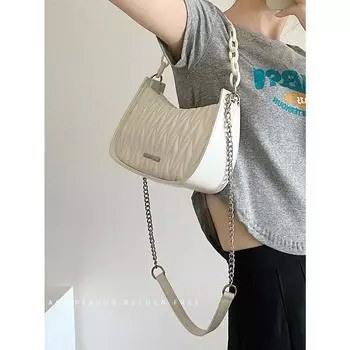 Сумка новая плиссированная ромбовидная сумка-мессенджер женская летняя акриловая цепочка высокого класса sense универсальная сумка через плечо под мышкой белый