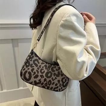 Сумка Новая трендовая зимняя женская сумка Простая леопардовая сумка на одно плечо подмышкой Модная сумка через плечо