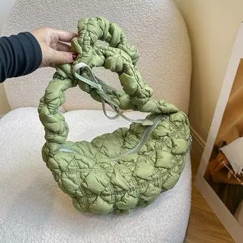 Сумка-облако Niche, плиссированная, корейская версия новой модной мягкой пузырчатой сумки, простая женская сумка-мессенджер на плечо с завязками чёрный