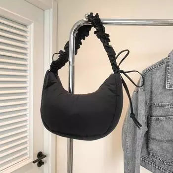 Сумка-облако Niche, плиссированная, универсальная, простая, сумка для пельменей, новая, для девочек, большая вместительная сумка-мессенджер, хлопковая сумка 30*17*6.5 белый