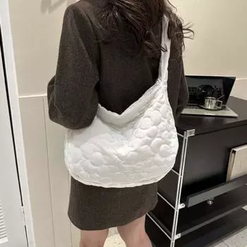 Сумка Облако Пузырьковая Сумка на плечо Однотонная Цветочная Сумка с Посланием Космическая Хлопковая Сумка Подмышки Уличная синий