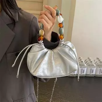 Сумка-облако с оборками для женщин, повседневная сумка через плечо, милая сумка, пушистая сумка на плечо, сложенная