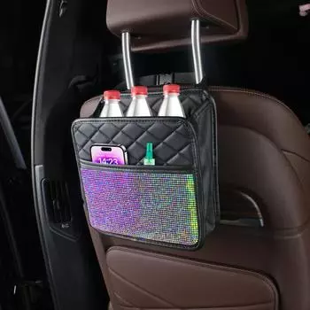 Сумка-органайзер для автомобильного сиденья Crystal, держатель для документов, многокарманная сумка для бутылок, органайзер, дорожная сумка-карман чёрный