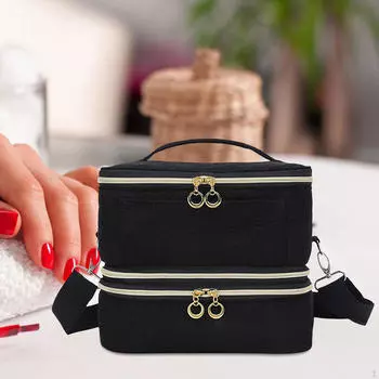 Сумка-органайзер для лака для ногтей для женщин, двухслойный большой дорожный футляр вмещает 42