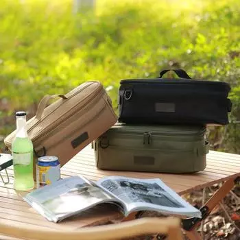 Сумка-органайзер для походной и туристической посуды, большая вместительная сумка на молнии, водонепроницаемая сумка для хранения кухонных принадлежностей чёрный